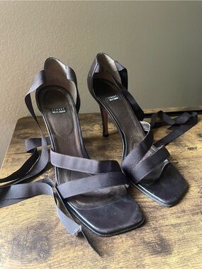 Vintage Stuart Weitzman Dark Brown Strappy High Heel Sandals